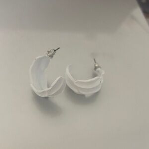 Elegant White Hoop Earrings